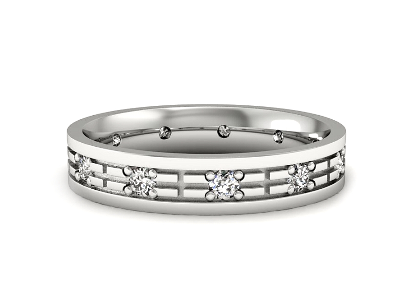 Pierścionek obrączka z brylantami białe złoto - p16743b — zdjęcie 3