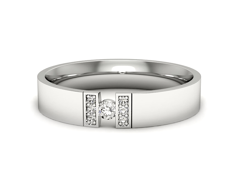 Pierścionekobrączka z brylantami białe złoto - p16744b — zdjęcie 3