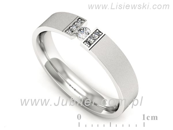 Pierscionek Obrączka z brylantami białe złoto próba 585 - p16744bms- 1