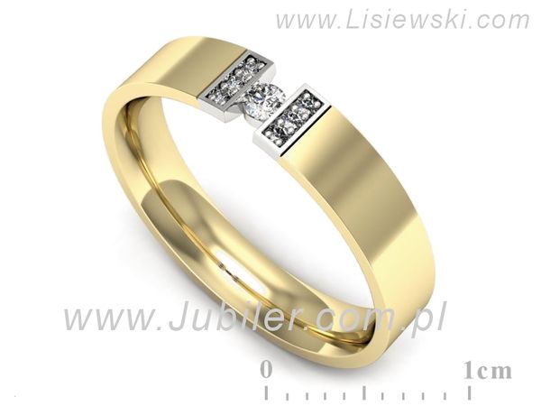 Obrączka z brylantami z żółtego i białego złota dwukolorowe - p16744zb- 1