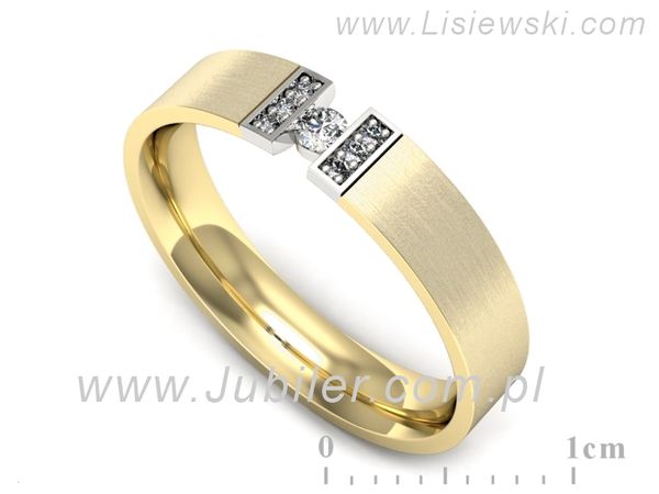 Obrączka z brylantami z żółtego i białego złota dwukolorowe - p16744zbmp- 1