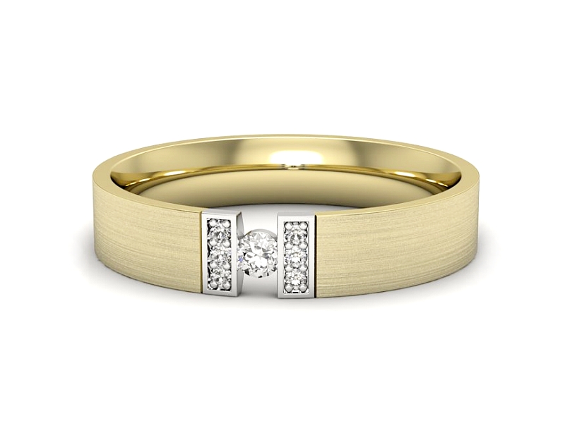 Obrączka z brylantami z żółtego i białego złota - p16744zbmp — zdjęcie 3