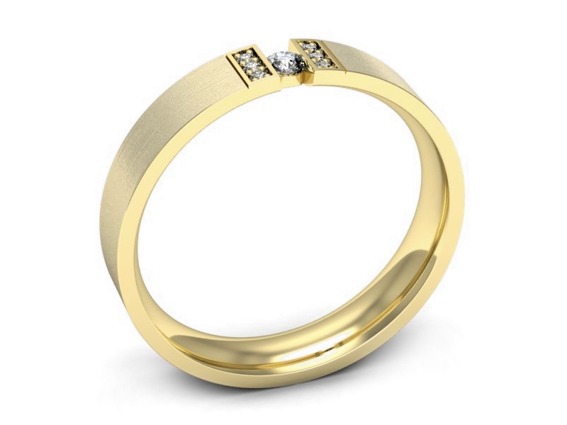 Obrączka z brylantami żółte złoto - p16744zmp — zdjęcie 2