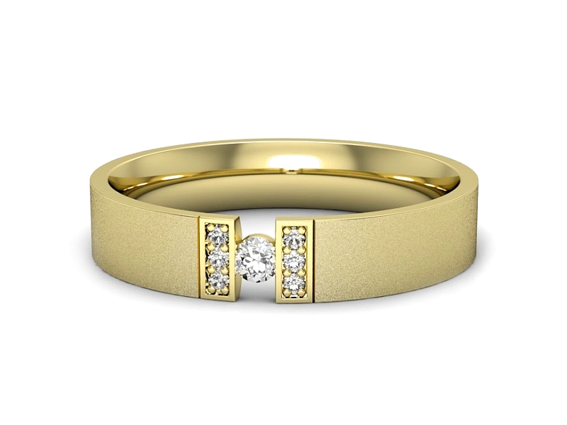 Obrączka z brylantami żółte złoto - p16744zms — zdjęcie 3