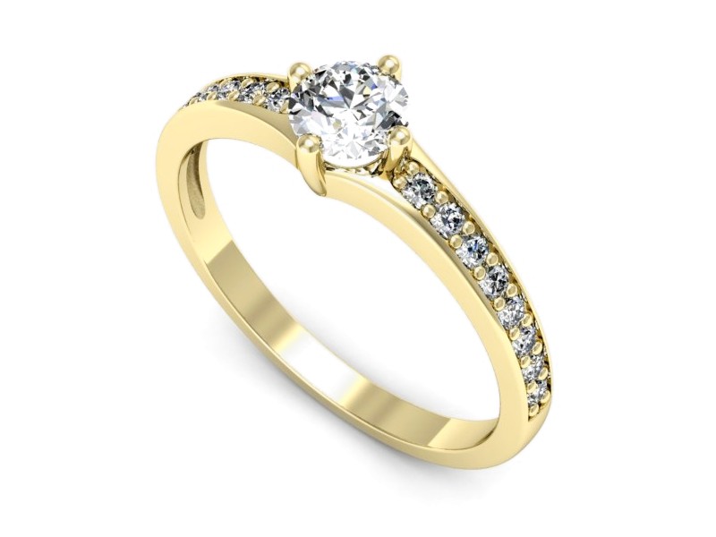 Złoty pierścionek z brylantami żółte złoto - p16747z