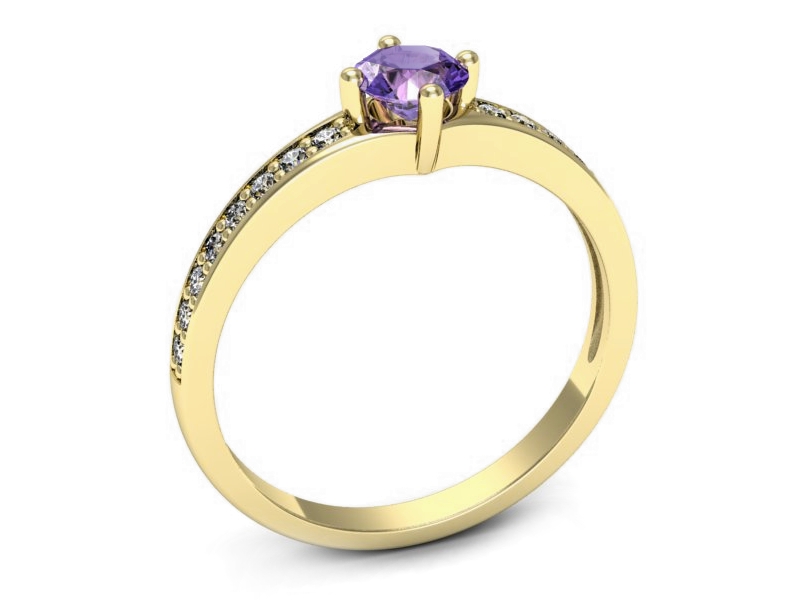 Pierścionek żółte złoto z tanzanitem i brylantami - p16747zt — zdjęcie 3
