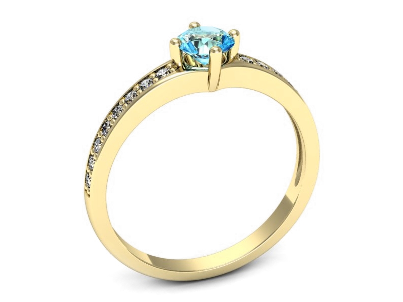Pierścionek z topazem i brylantami żółte złoto - p16747ztp — zdjęcie 3