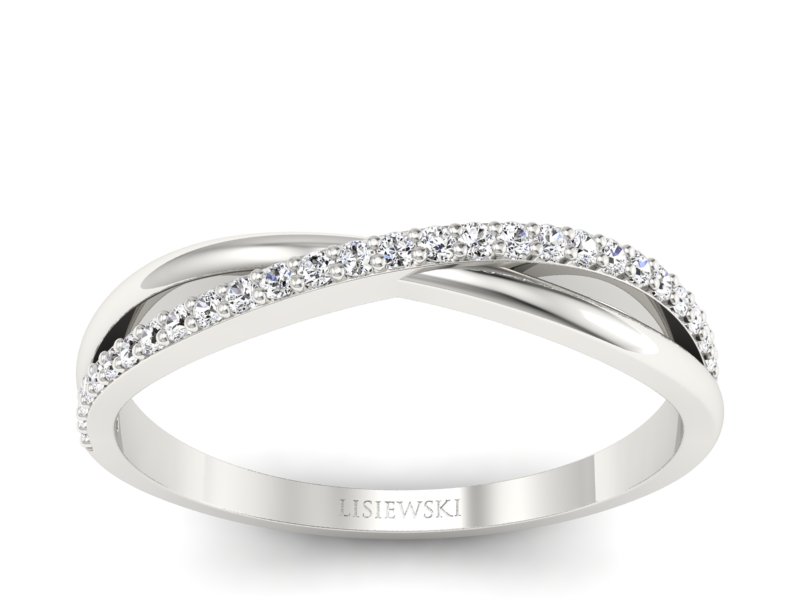 Złoty pierścionek z brylantami białe złoto - p16749b