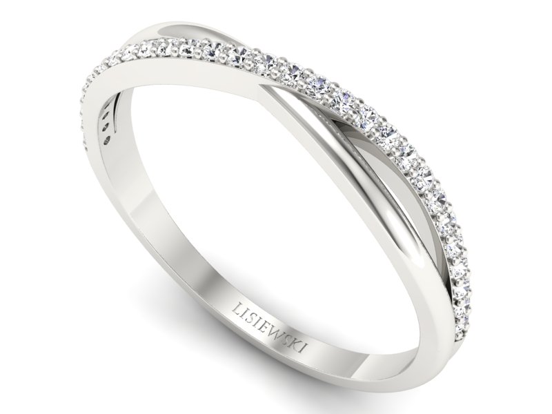 Złoty pierścionek z brylantami białe złoto - p16749b — zdjęcie 3