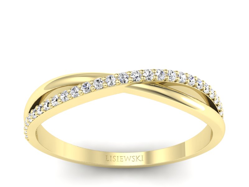 Złoty pierścionek z brylantami żółte złoto - p16749z