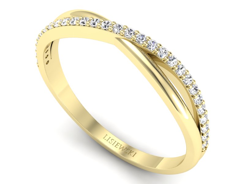 Złoty pierścionek z brylantami żółte złoto - p16749z — zdjęcie 3