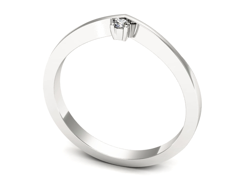 Złoty pierścionek z brylantem białe złoto - p16750b — zdjęcie 3