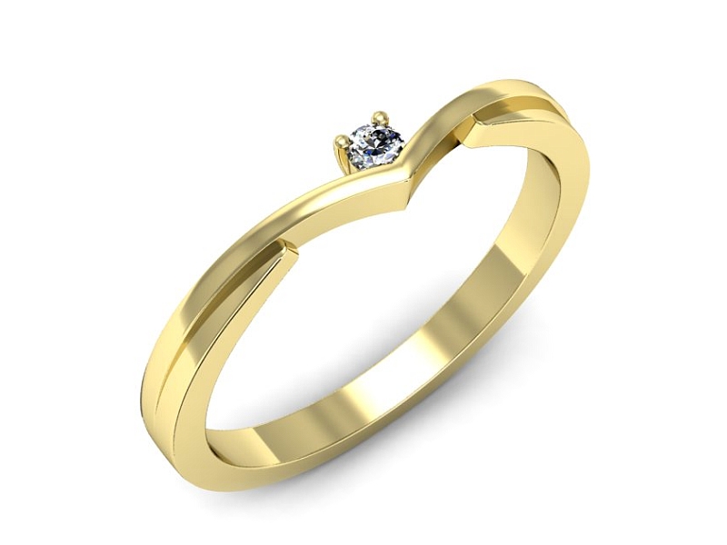 Złoty pierścionek z brylantem żółte złoto - p16750z