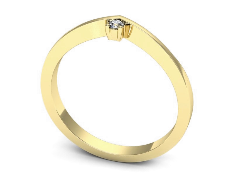 Złoty pierścionek z brylantem żółte złoto - p16750z — zdjęcie 3