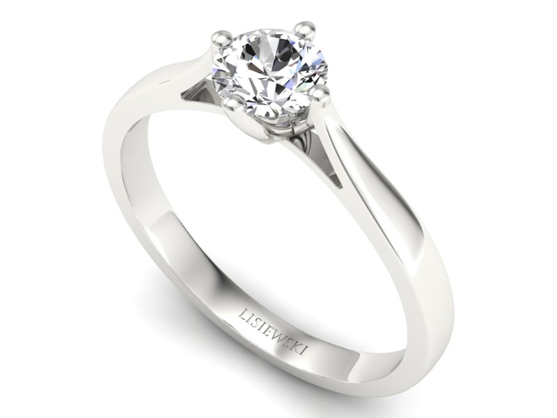 Złoty pierścionek z brylantem białe złoto - p16751b — zdjęcie 3