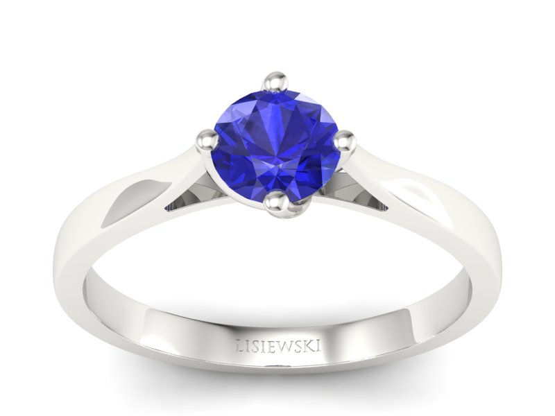 Złoty pierścionek z szafirem białe złoto - p16751bszc