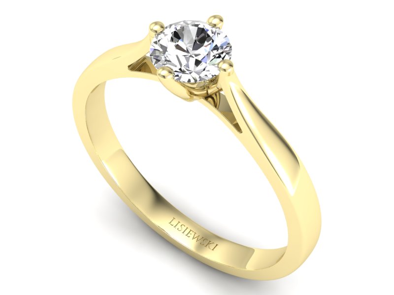 Złoty pierścionek z brylantem żółte złoto - p16751z — zdjęcie 3