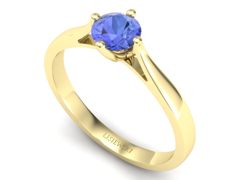 Złoty pierścionek z tanzanitem żółte złoto - p16751zt — zdjęcie 3