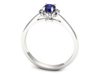 Pierścionek z szafirem i brylantami z białego złota 585 - p16752bszc- 3
