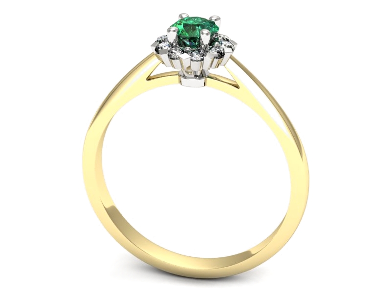 Złoty pierścionek ze szmaragdem i brylantami - p16752zbsm — zdjęcie 3