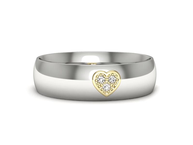 Obrączka z brylantami z żółtego i białego złota - p16754bz — zdjęcie 3