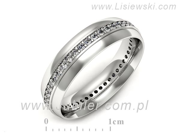 Pierscionek Obrączka z brylantami białe złoto próba 585 - p16758b- 1
