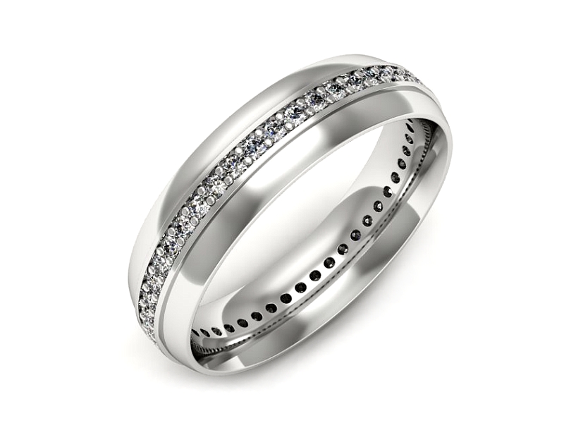 Pierścionek obrączka z brylantami białe złoto - p16758b