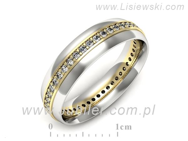 Obrączka z brylantami z żółtego i białego złota dwukolorowe - p16758bz- 1