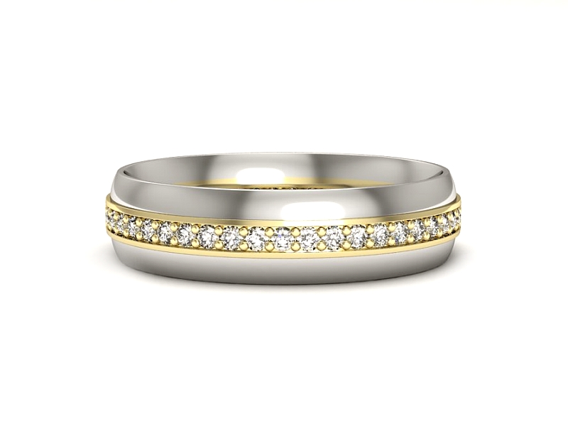 Obrączka z brylantami z żółtego i białego złota - p16758bz — zdjęcie 3