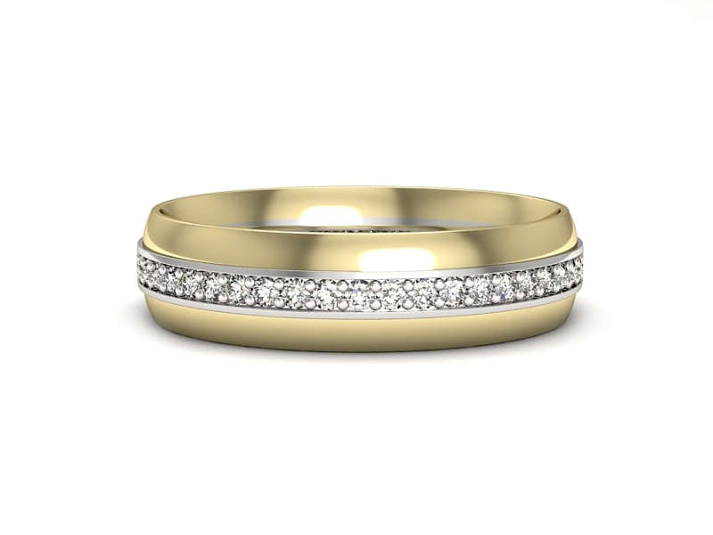 Obrączka z brylantami z żółtego i białego złota - p16758zb — zdjęcie 3