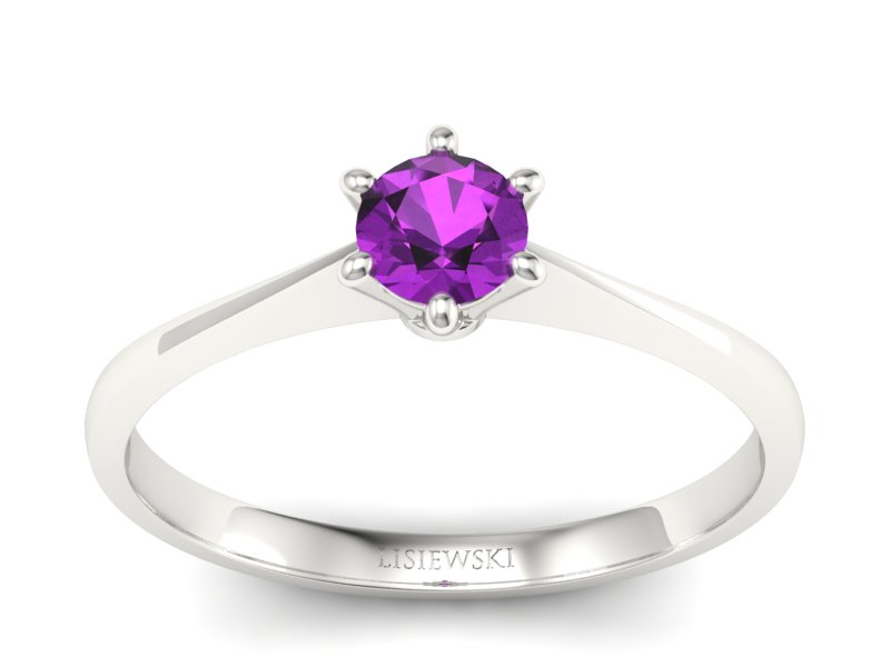 Złoty pierścionek z ametystem białe złoto - p16760bat