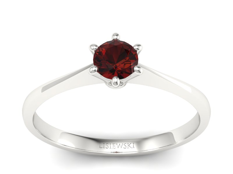 Złoty pierścionek z granatem białe złoto - p16760bgr