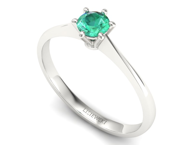 Złoty pierścionek ze szmaragdem białe złoto - p16760bsm — zdjęcie 3