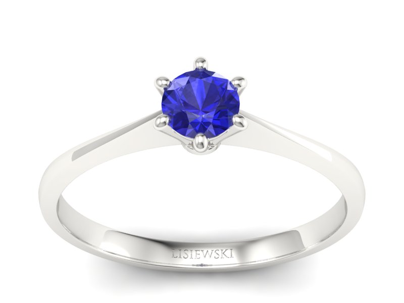 Złoty pierścionek z szafirem białe złoto - p16760bszc