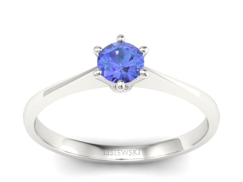 Złoty pierścionek z tanzanitem białe złoto - p16760bt