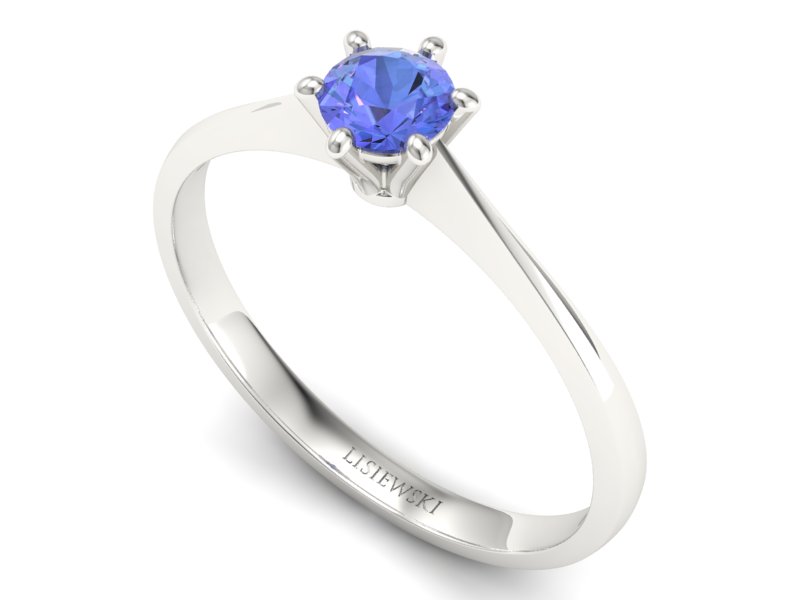 Złoty pierścionek z tanzanitem białe złoto - p16760bt — zdjęcie 3