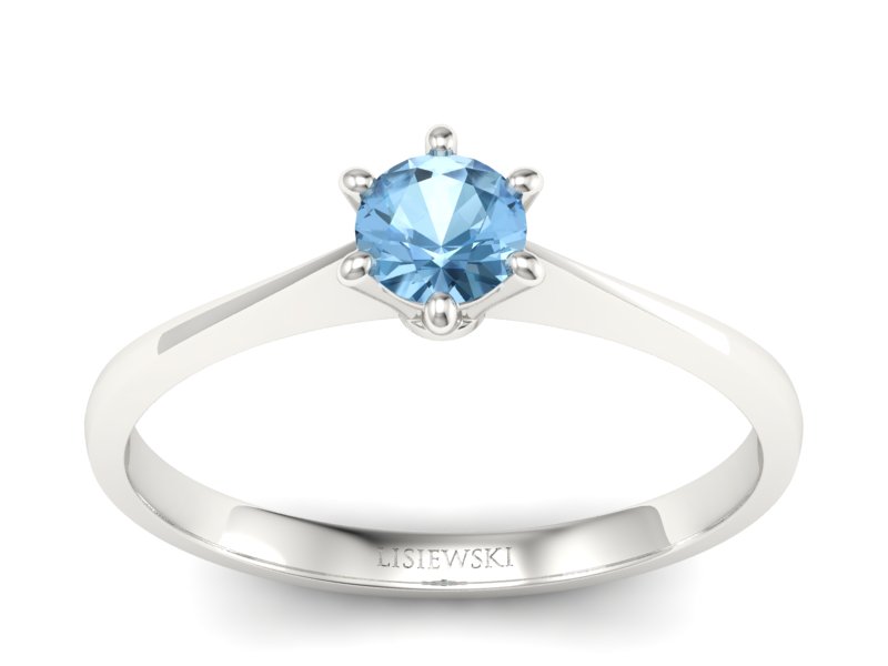 Złoty pierścionek z topazem białe złoto - p16760btp