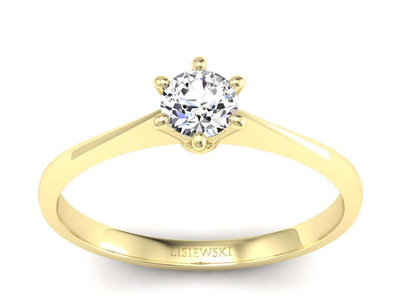 Złoty pierścionek z brylantem żółte złoto - p16760z