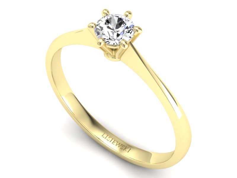 Złoty pierścionek z brylantem żółte złoto - p16760z — zdjęcie 3