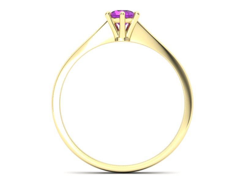 Złoty pierścionek z ametystem żółte złoto - p16760zat — zdjęcie 2