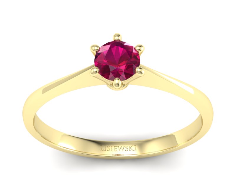 Złoty pierścionek z rubinem żółte złoto - p16760zr