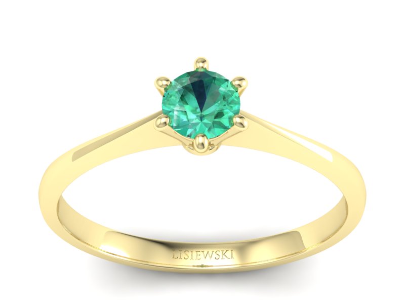 Złoty pierścionek ze szmaragdem żółte złoto - p16760zsm
