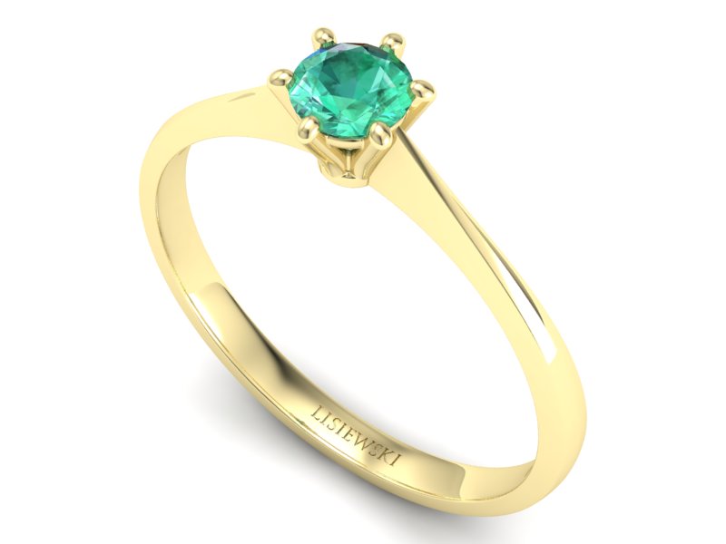 Złoty pierścionek ze szmaragdem żółte złoto - p16760zsm — zdjęcie 3