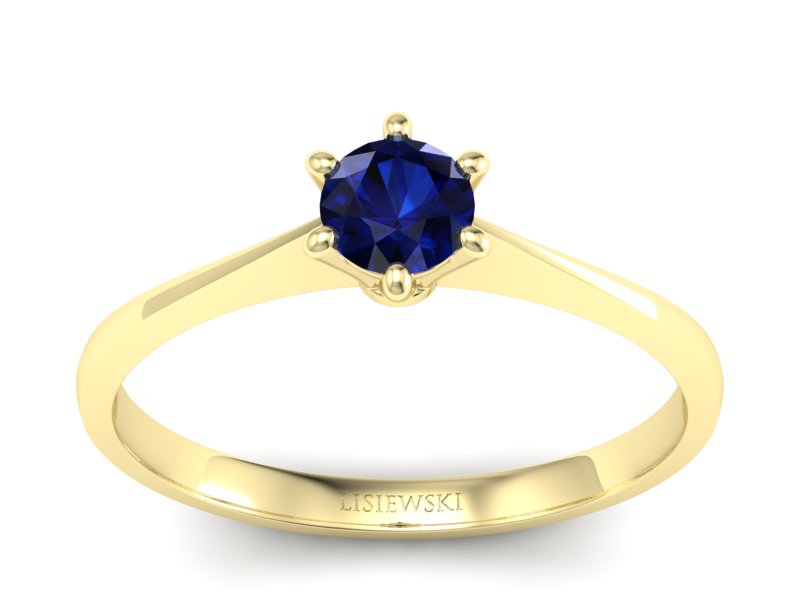 Złoty pierścionek z szafirem - p16760zsz