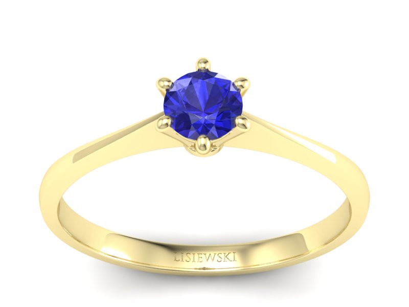 Złoty pierścionek z szafirem żółte złoto szafir - p16760zszc