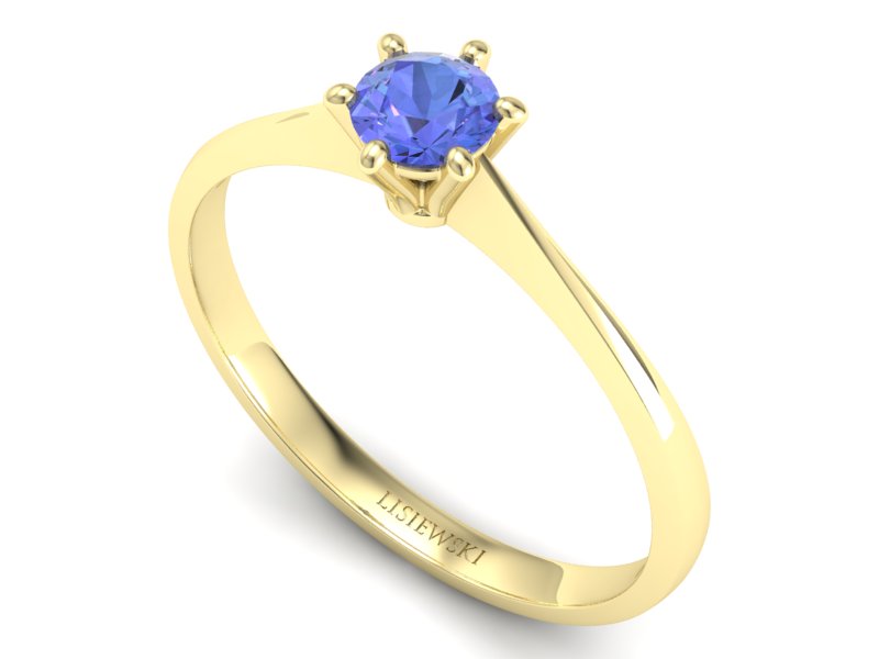 Złoty pierścionek z tanzanitem żółte złoto - p16760zt — zdjęcie 3