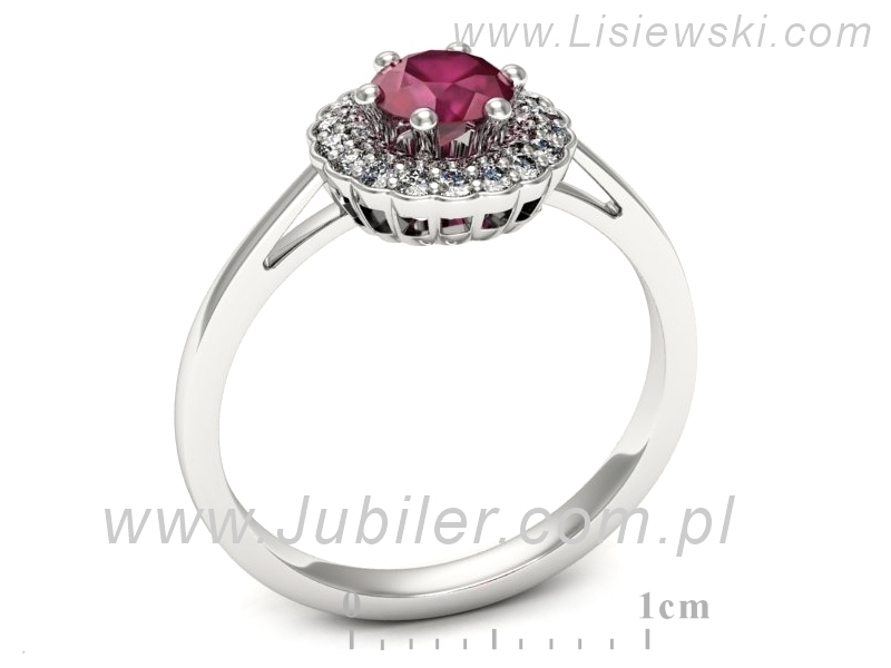 Pierścionek z rubinem i brylantami białe złoto - p16761br — zdjęcie 3