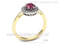 Pierścionek z rubinem i brylantami żółte białe złoto 585 - p16761zbr- 3