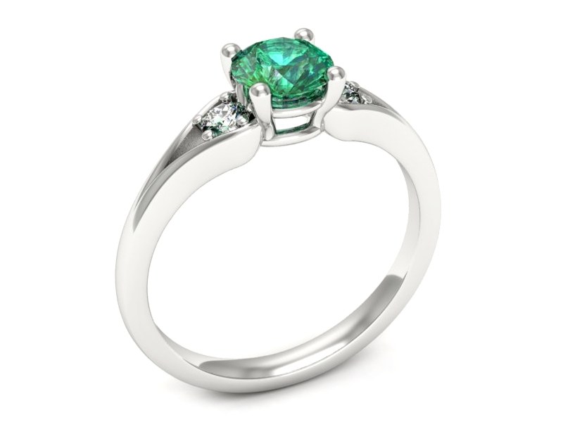 Złoty pierścionek ze szmaragdem i brylantami - p16762bsm — zdjęcie 3