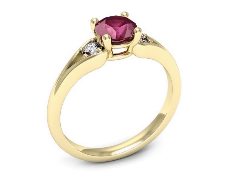 Pierścionek z rubinem i brylantami żółte złoto - p16762zr — zdjęcie 3